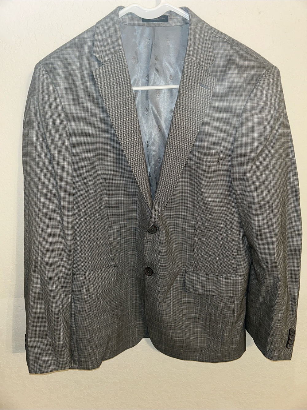 40S John Varvatos Gray Windowpane Sport Coat 💯 Wool